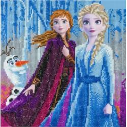 Set creativ tablou cu cristale colectia Disney, Elsa, Anna & Olaf 30x30 cm CAK-DNY700M