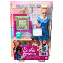 Barbie Cariere - Set de joaca cu mobilier si papusa blonda profesoara MTDHB63_HCN19