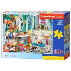 Puzzle cu 100 de piese Castorland - Crazy pet bath 111251
