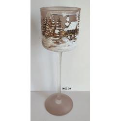 Cupa sticla, peisaj de iarna, decorata manual 35 cm 8060 30