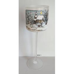 Cupa sticla, peisaj de iarna, decorata manual 35 cm 8060 1