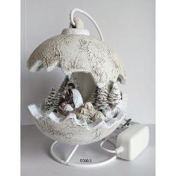 Glob de Craciun, decor Sfanta familie, ceramica, decorat manual led 22 22 26 cm 5500 3