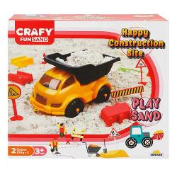 Set nisip kinetic, Crafy Fun Sand, Happy Construction Site, 12 piese, 500 g nisip S00002789