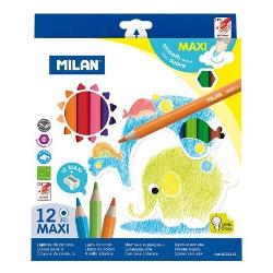 Creioane colorate cu 12 culori, maxi, hexagonale, Milan 0722412