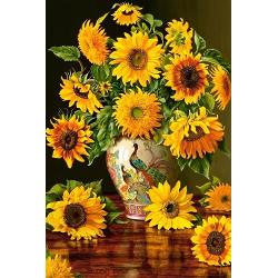Puzzle cu 24 de piese Castorland - carte postala Sunflowers in a Peacock Vase