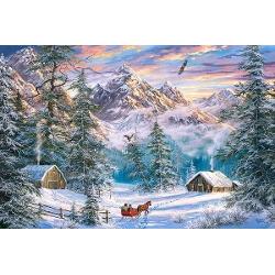 Puzzle cu 24 de piese Castorland - carte postala - Mountain Christmas