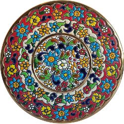 Platou decorativ din ceramica, pictat si aurit manual, 21 cm 11508
