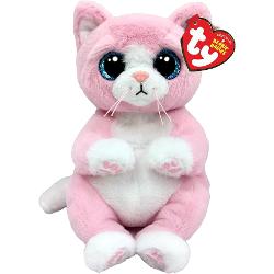 Jucarie de plus TY Beanie Bellies - LILLIBELLE, pisica roz, 15 cm TY41283