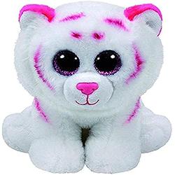 Jucarie de plus TY Beanie Babies - TABOR tigru alb cu roz, 24 cm TY90247