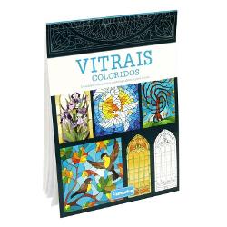 Carte de colorat pentru adulti Vitralii - Azul