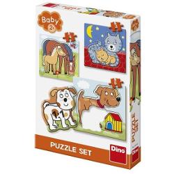 Vezi detalii pentru Puzzle 3 in 1 pentru bebelusi Dino Toys - Animalele si puii lor 325128