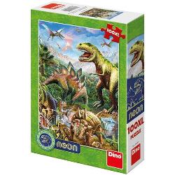 Dino toys, puzzle XL, Lumea dinozaurilor neon (100 piese) 105276/394155