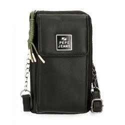 Geanta portofel cu compartiment pentru telefon, Pepe Jeans Bea, protectie RFID, negru, 11x20x4 cm 75653