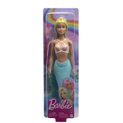 Barbie Dreamtropia Papusa Sirena Cu Corest Galben Si Coada Portocalie MTHRR02_HRR03