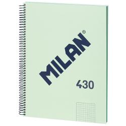 Caiet A4, matematica, 80 file, hartie 95 g, cu spira metalica, Milan verde