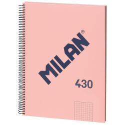 Caiet A4, matematica, 80 file, hartie 95 g, cu spira metalica, Milan roz