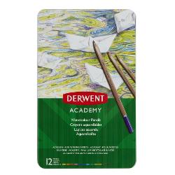 Creioane acuarela Derwent Academy cutie metalica 12 buc set diverse culori 2301941