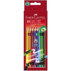 Creioane Colorate Faber-Castell Grip 2001, 10 culori, cu radiera 116613 imagine 2022