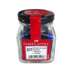 Cartuse / rezerve / patroane cerneala Faber-Castell mici albastre 30 bucati la borcan 185528