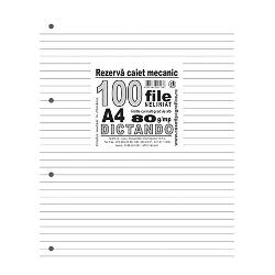 Rezerva pentru caiet mecanic A4, dictando, 100 file, hartie 80 g, neliniat Casa Tipografica