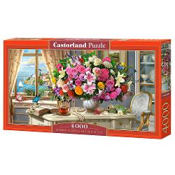 Puzzle 4000 piese summer flowers and cup of tea 400263