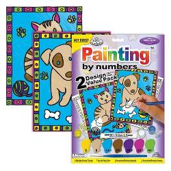 Set pictura pe numere pentru copii, MFP201 Pisica & Catelus, Duo Pack 24x33cm MFP201