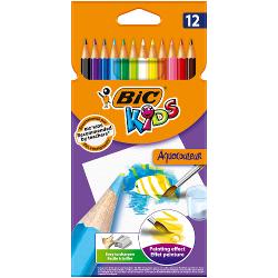 Creioane de colorat BIC Kids Aquacouleur, efect de acuarela, 12 culori 8575613
