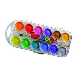 Acuarele perlate Toy Color, 12 culori, cu pensula TC767