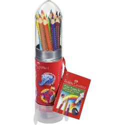 Creioane colorate Faber-Castell Grip, 15 culori in penar racheta 112457