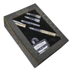 Set Caligrafie, Online, stilou Marble Braze, doua penite, convertor, calimara cerneala neagra, ambalat in cutie ON061459