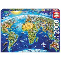 Puzzle 2000 piese World Landmarks Globe clb.ro imagine 2022