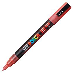 Marker UNI PC-3ML Posca 0.9-1.3 mm, cu sclipici, rosu M1274