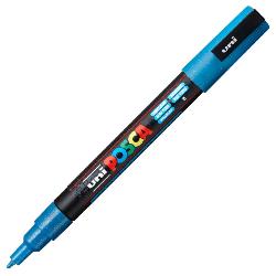 Marker UNI PC-3ML Posca 0.9-1.3 mm, cu sclipici, albastru deschis M1277