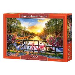 Puzzle 1000 piese picturesque amsterdam with bicycles castorland