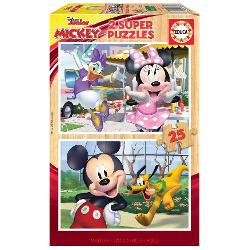 Puzzle lemn 2x25 piese Mickey and Friends 18876