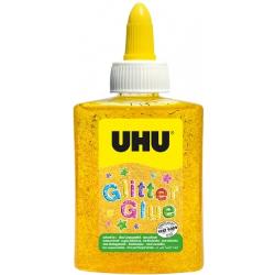 Adeziv colorat cu sclipici Uhu Glitter Glue Galben 90G 771216