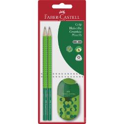  Set Faber-Castell cu 2 creioane Grip bicolor + ascutitoare Trend 183587 