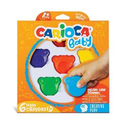 Creioane cerate cu 6 culori Teddy Carioca Baby 42956