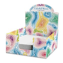 Cub hartie alb cu suport carton, 9x9cm, Colorful Waves 