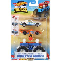 Hot wheels monster truck cu masinute alb si portocaliu mtgww13_gww20