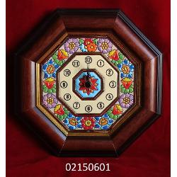 Ceas ceramica cuerda seca decorat manual rama de lemn octogonal 15x15cm 02150601