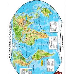 Harta Fizica a lumii. America, Africa, Asia, Australia, Europa