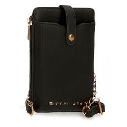 Geanta de telefon, cu portofel, Pepe Jeans Diane, protectie RFID, negru, 9.5x16.5 cm 757