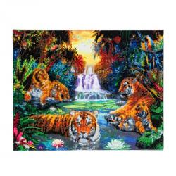 Set creativ tablou cu cristale, Crystal Art Tigers at the Jungle Pool 40x50cm CAK-A23