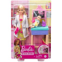 Papusa barbie cariere - set de joaca cu papusa doctor pediatru blonda mtdhb63_gtn51