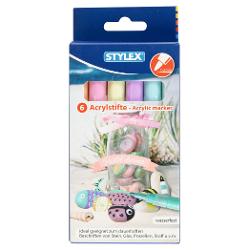 Set 6 markere acrilice pastelate Stylex 32818
