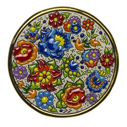 Platou de ceramica Cuerda Seca decorat manual, 14 cm 01140200