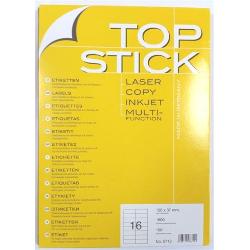 Etichete autoadezive, 16 per pagina, 105x37 mm, alb Top Stick 100f HE-8712