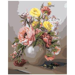 Set de pictura pe numere 40×50 cm – Vaza cu flori, panza de bumbac pe rama de lemn 1084 imagine 2022