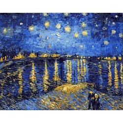 Set de pictura pe numere 40×50 cm – Starry night over the Rhone, panza de bumbac pe rama de lemn G323 imagine 2022
